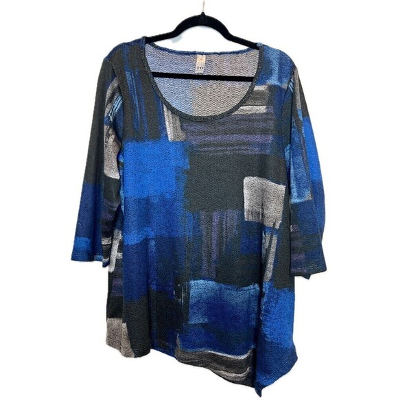 Thomas & Olivia Women Art To Wear Asymmetric‎ Open Knit Brush Stroke Boho Top XL - Picture 1 of 8